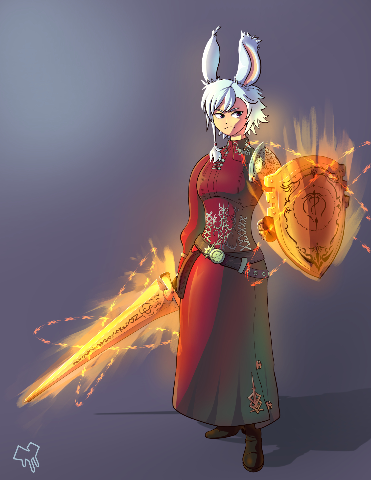 A Friend's FF Online Character With A Fire Sword